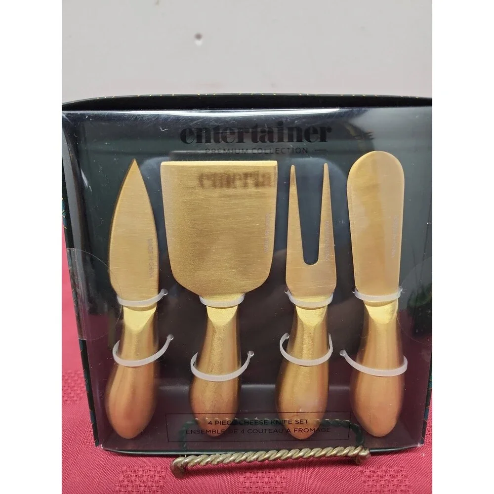 Entertainer Premium Collection Cheese Knife Set 4 Piece Brushed Gold New Sealed